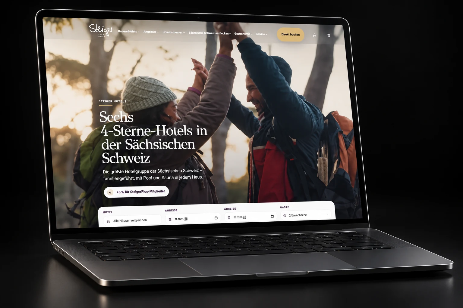 STEIGER Hotels – neuer Website-Relaunch auf einem Laptop