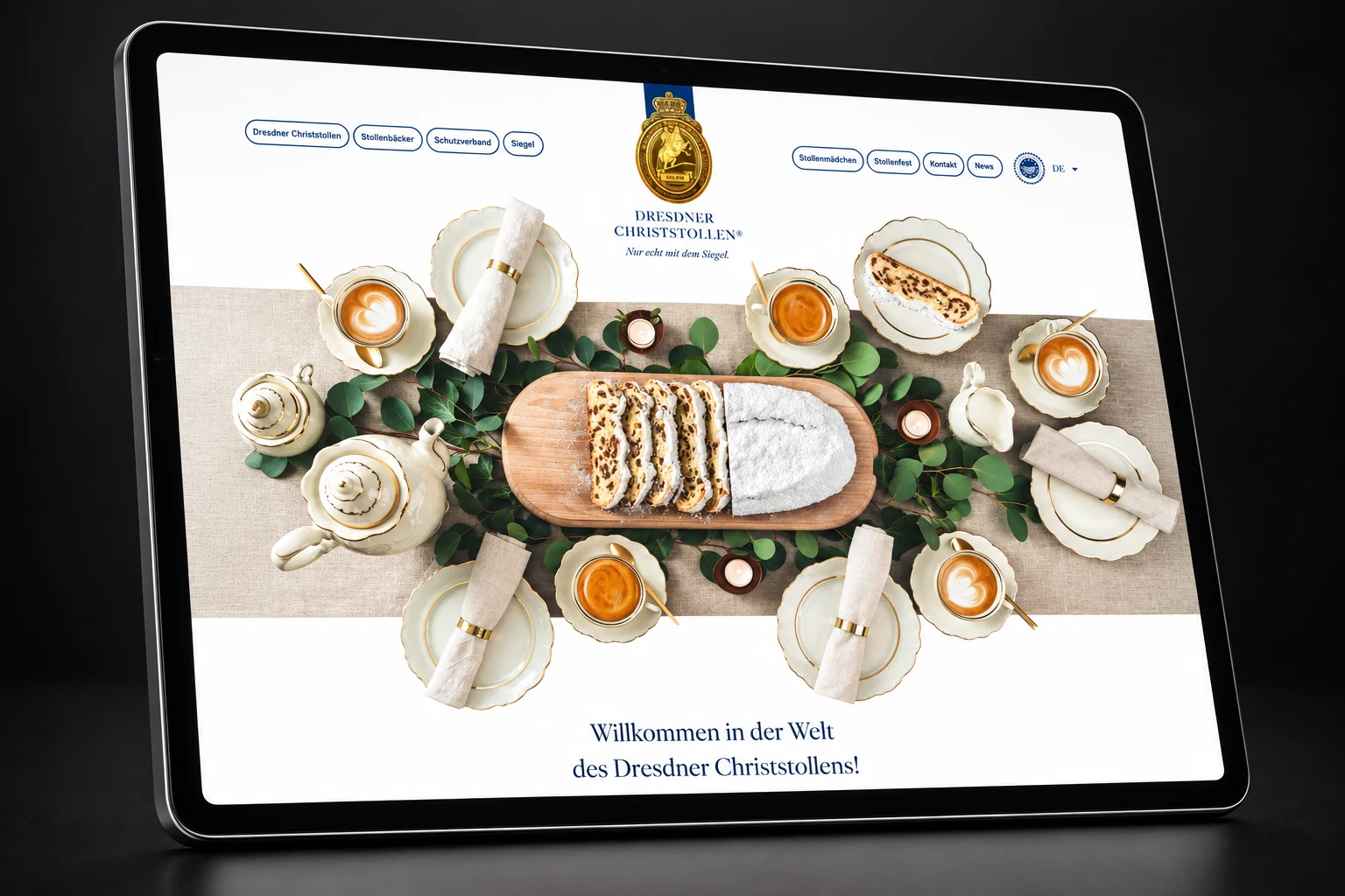 Dresdner Christstollen – Website als Tablet-Mockup
